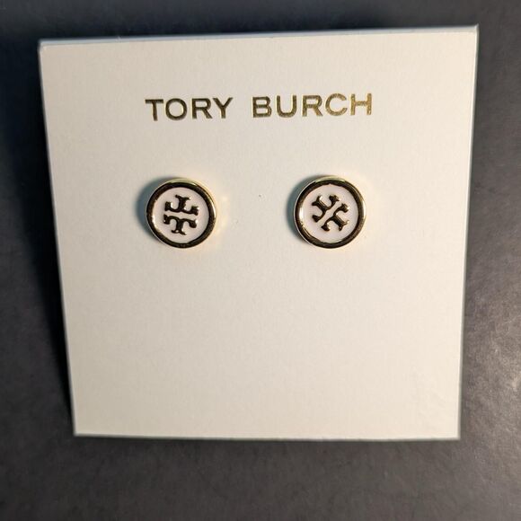Tory Burch gold icon white enamel 2 piece set - Picture 4 of 7